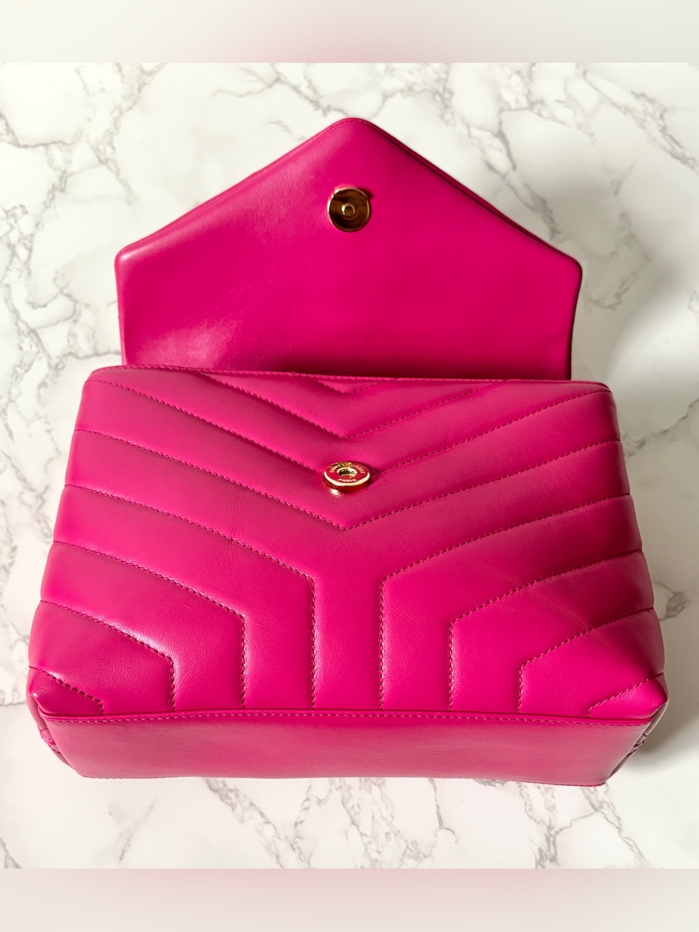 RARE Saint Laurent YSL Small Loulou Pink Fuchsia Shoulder Bag - Picture 13 of 17